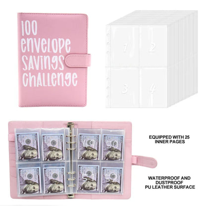 100 Envelope Challenge Binder – Savings Challenge Loose-Leaf Budget Binder with Cash Envelopes, Money Organizer System