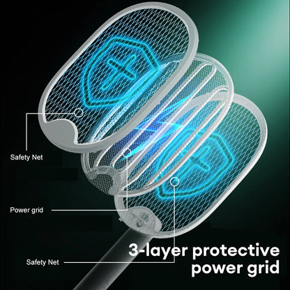 Foldable Electric Mosquito Killer Racket - USB Rechargeable Fly Swatter with UV Light Bug Zapper, 3000V Insect Killer Trap