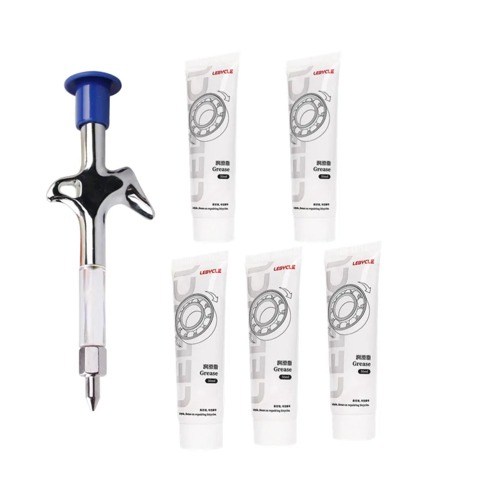 Bicycle Aluminum Grease Gun - Aluminum Alloy MTB Bike Ball Bearing Hub Syringe, Oil Lubricant Cycling Repair Tool