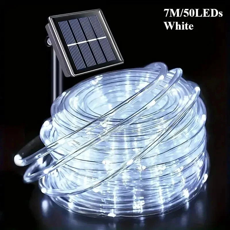 LED Solar String Lights – Waterproof Tube Rope Fairy Lights for Garden, Christmas & Outdoor Holiday Home Decoration