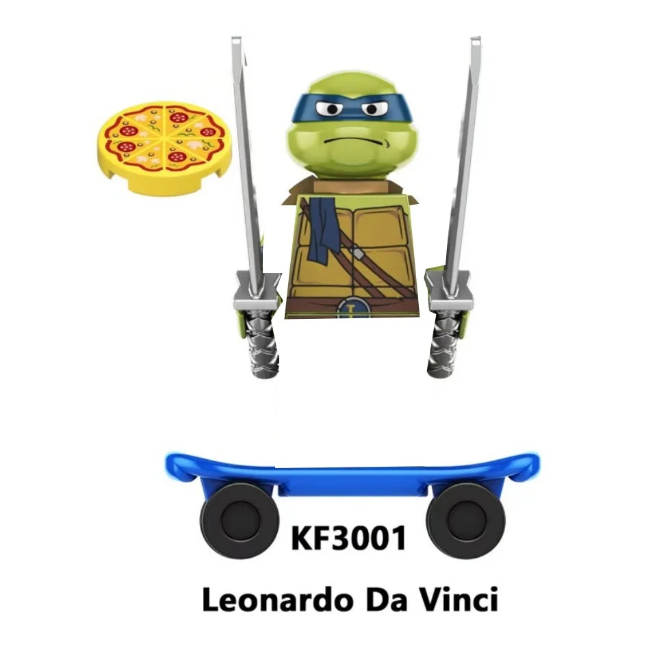 KDL831 Mini Action Figure Building Blocks – Leo, Raph & Don Weapons Movie Bricks MOC DIY Toys for Kids