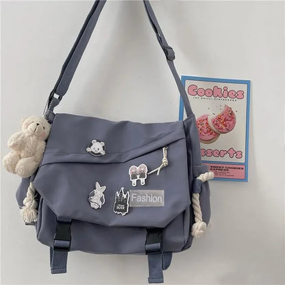 Youth Fashion Nylon Crossbody Bag – Large Capacity Canvas Shoulder Messenger School Bag for Women & Girls