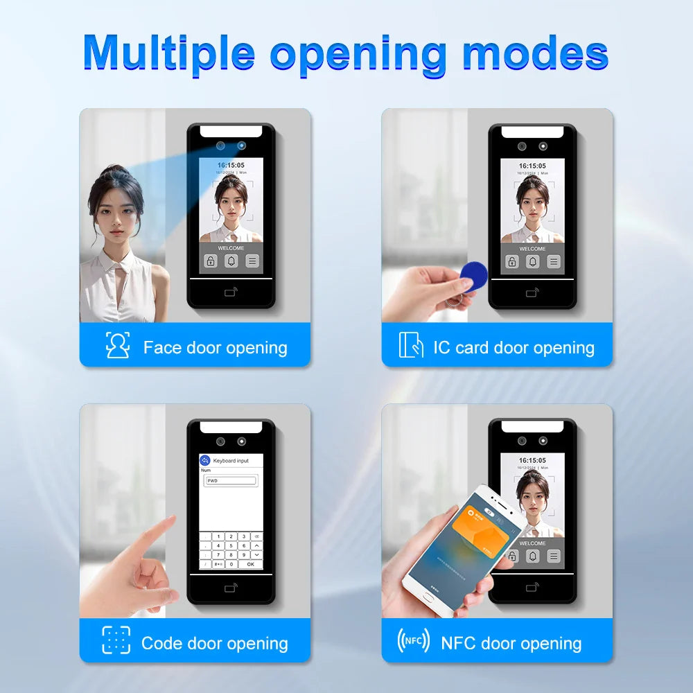 5-Inch Face Recognition Access Control System – Waterproof RFID & Password Attendance Reader for Door Entry