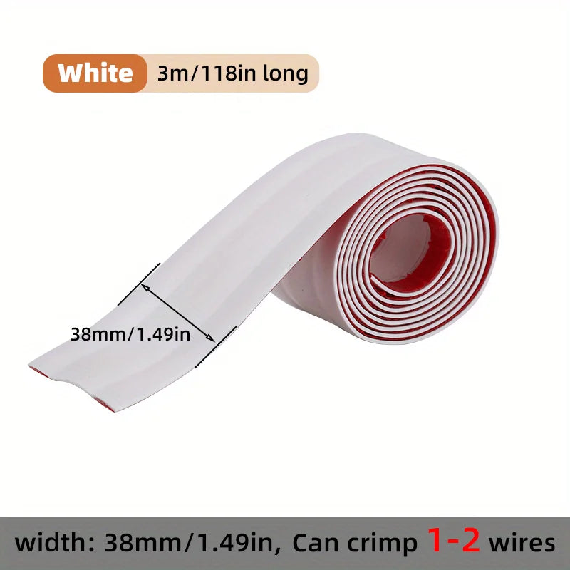 Self-Adhesive PVC Cable Protector Strip — Wire & Cord Insulation Cover, Wear-Resistant Trip Prevention Organizer