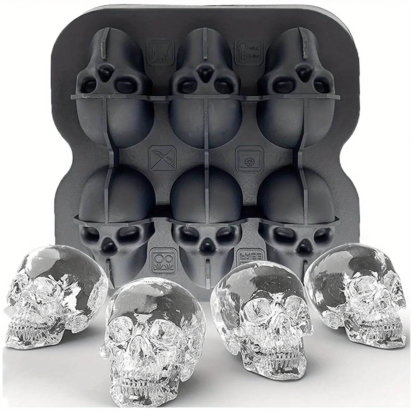 Skull Ice Ball Mold – 3D Silicone Ice Cube Tray, BPA-Free for Freezer & Cocktails