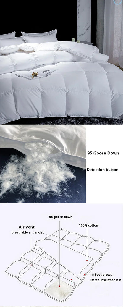 KDJEIKZ Winter Cotton Goose Down Quilt – Five-Star Hotel Duvet, Super Soft & Fluffy for Queen, King & Full Size, All-Season Blanket