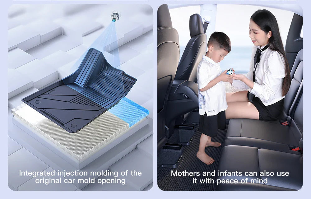 YZ Floor Mats for Tesla Model 3/Y 2021-2023 — Waterproof, Non-Slip TPE Car Accessories