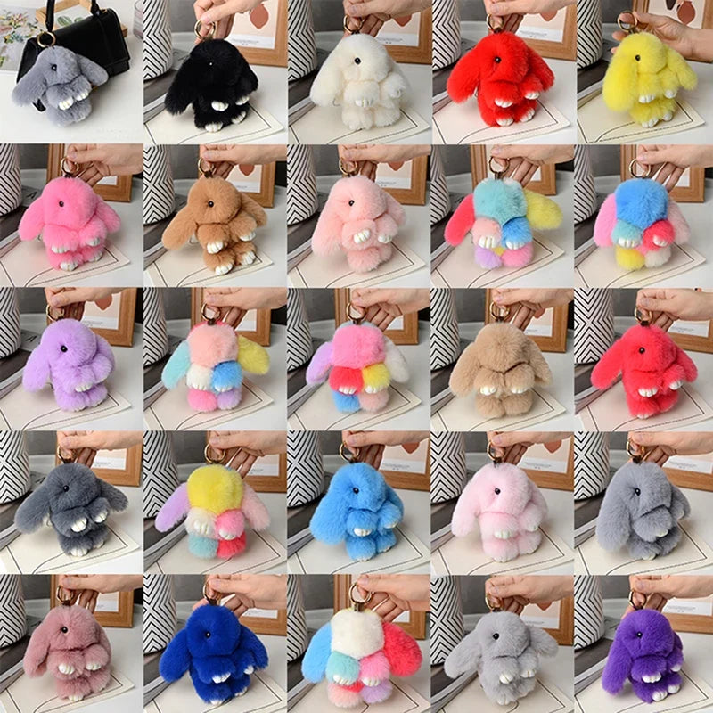 15cm Rabbit Fur Keychain - Soft Bag & Car Pendant Charm for Women, Jewelry Accessory Gift