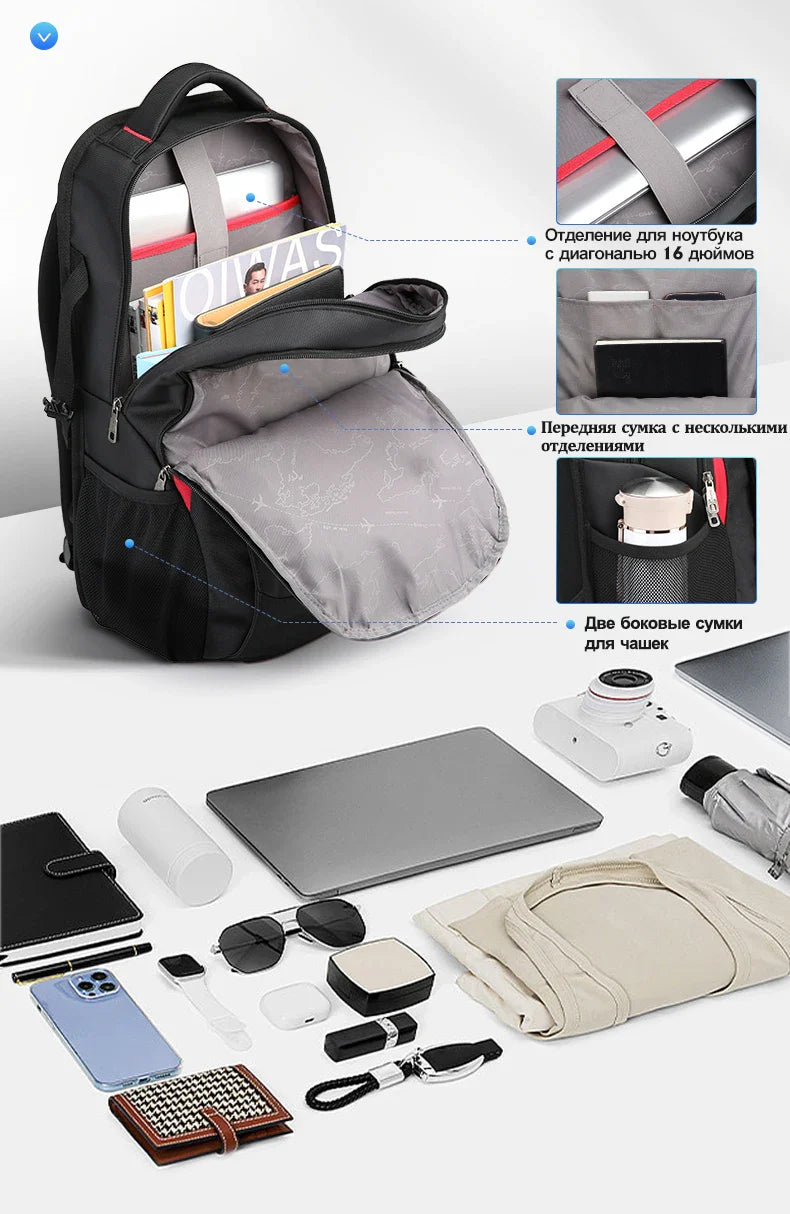 OIWAS 14" Laptop Backpack – 29L Waterproof Nylon School, Travel & Casual Bag for Teenagers & Men