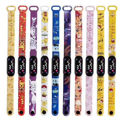 Pokemon Kids LED Watch — Pikachu Digital Anime Silicone Wristband with Puzzle Gift Box, Creative Birthday Gift