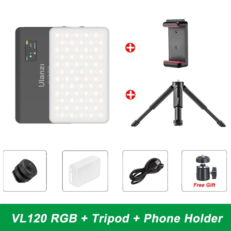 Ulanzi VL120 Full Color RGB Video Light – Dimmable 2500K-9000K LED Photography & Vlog Fill Light for Cameras