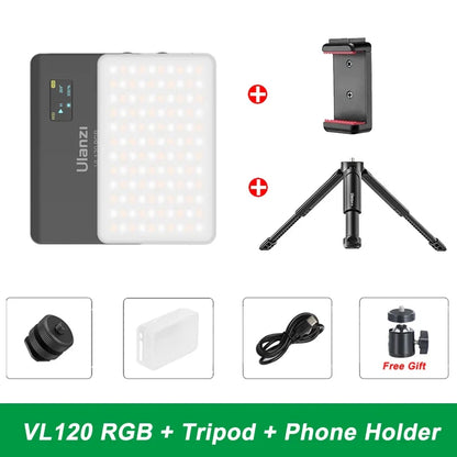 Ulanzi VL120 Full Color RGB Video Light – Dimmable 2500K-9000K LED Photography & Vlog Fill Light for Cameras