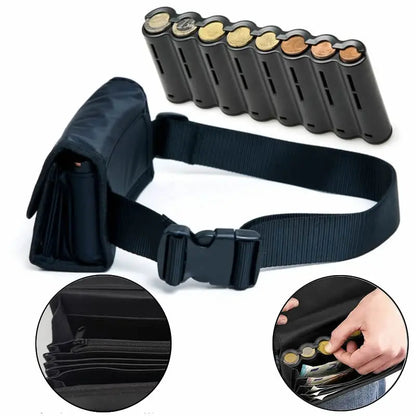 Multi-Pocket Waist Bag – Portable Euro Coin Holder & Money Storage Wallet for Waiters, Drivers & Phones