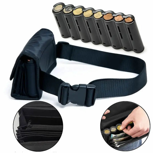 Multi-Pocket Waist Bag – Portable Euro Coin Holder & Money Storage Wallet for Waiters, Drivers & Phones