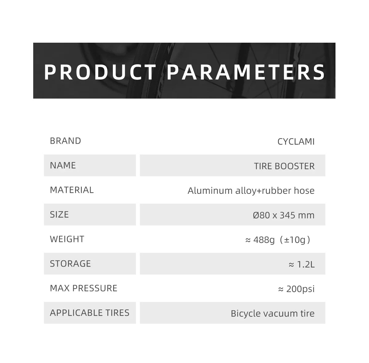 CYCLAMI 1.2L Aluminum Tire Booster – MTB & Road Bike Tubeless Inflator Air Bottle with Valve Cylinder