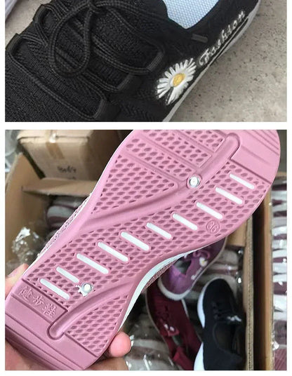 Women's Fashion Sports Shoes – Breathable Mesh, Soft Thick Sole, Lightweight Casual Trendy Coconut Sneakers