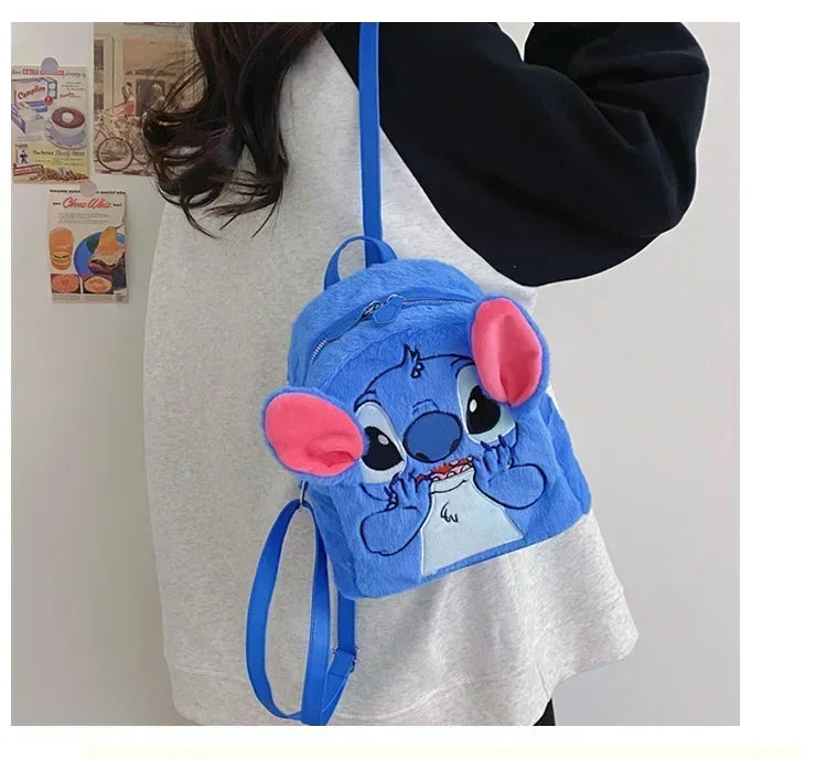 Disney Blue Stitch Plush Backpack – Large-Capacity Cartoon Bag for Kids & Kindergarten Gift