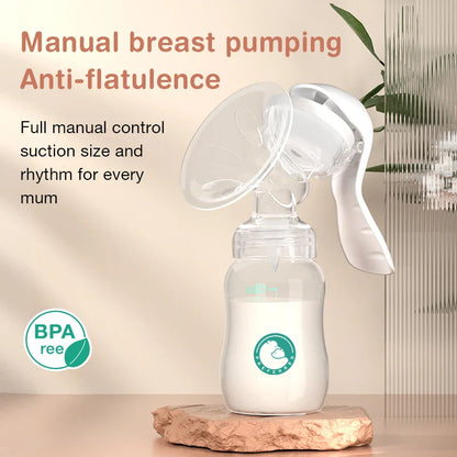 Manual Breast Pump — Baby Nipple Milk Suction Bottle for Feeding & Postpartum Care
