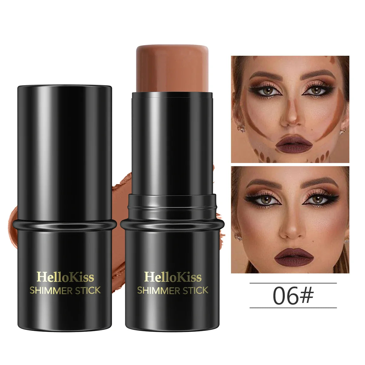 Face Brown Bronzer Contour Stick - Foundation Makeup Pen, Long-Lasting Smooth Contour, Shadow Blusher & Highlight Concealer Cosmetics