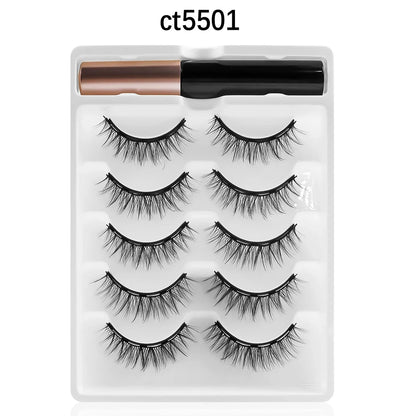 REDSIREN 5 Pairs Magnetic Eyelashes with Eyeliner – Reusable Thick Natural False Lashes