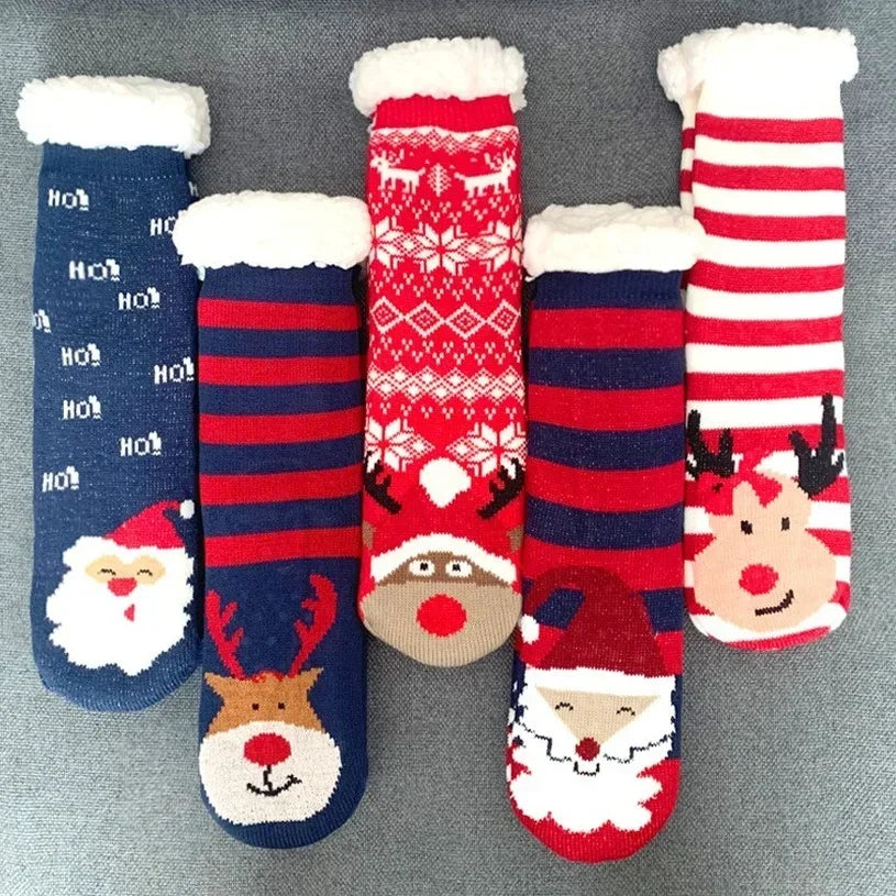 Women’s Christmas Fuzzy Socks – Winter Warm Thermal Non-Slip Fluffy Floor Slippers, Soft Indoor Home Gift