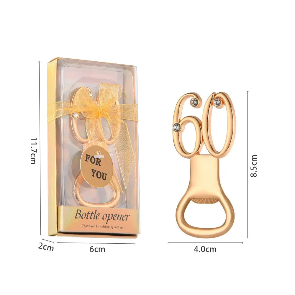 Golden Birthday Bottle Opener – Ideal for 30th to 80th Birthday Parties and Wedding Anniversaries, Perfect Guest Favor