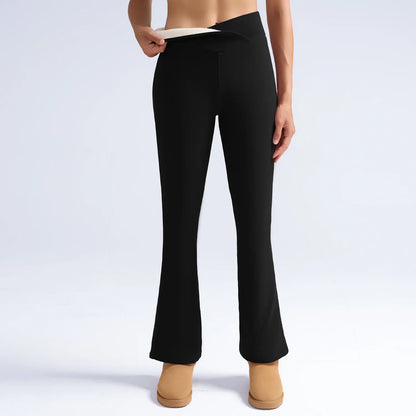 Women’s Fleece Leggings – High-Waisted Thick Flared Thermal Tights, Tummy Control Winter Pants