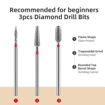8PCS Diamond Nail Drill Bit Set – Electric Manicure Milling Cutters for Cuticle Cleaning & Nail Art Drill Accessories