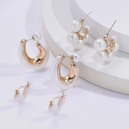3-Piece Pearl Heart Hoop Earrings Set — Vintage Elegant Trendy Earrings for Women, Perfect Jewelry Gift