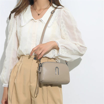 Luxury Genuine Leather Women's Crossbody Bag – Solid Color Shoulder Bag, Clutch & Messenger Purse