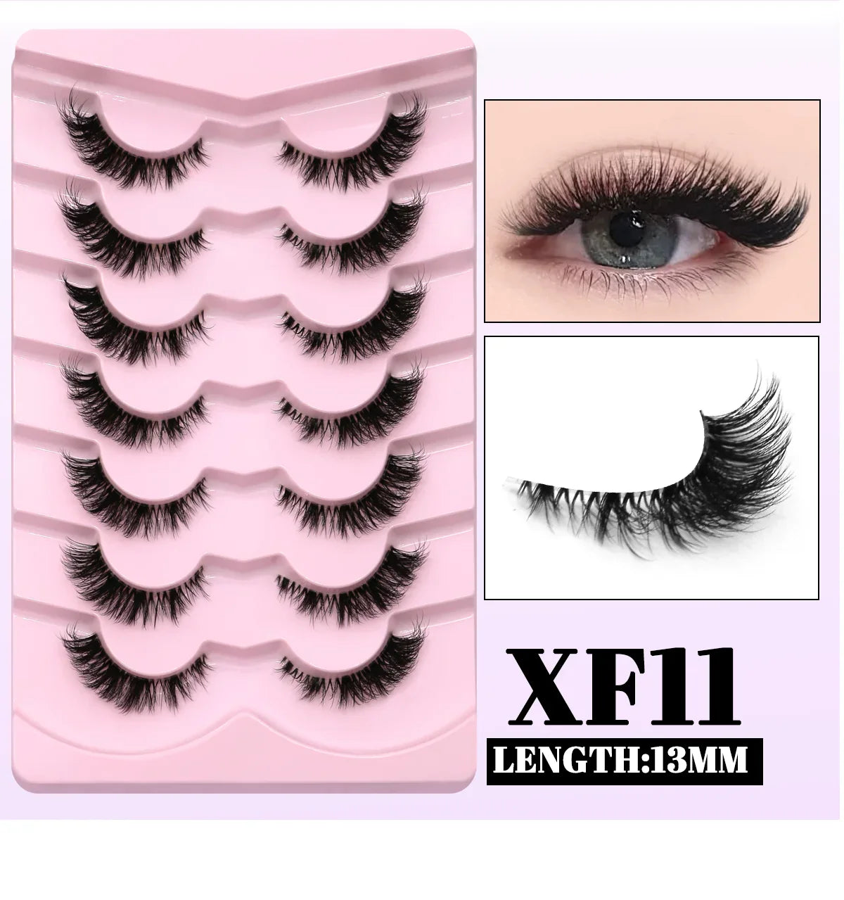 GROINNEYA Cat Eye False Eyelashes – Natural Long Clear Band Winged End Faux Mink Lashes for Eye-Enhancing Makeup