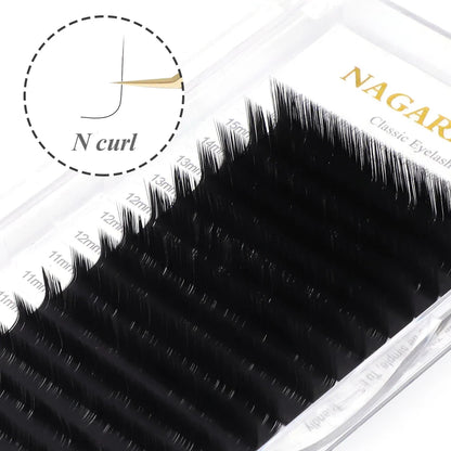 NAGARAKU Synthetic Mink Eyelash Extensions — 16 Lines, Mixed 7-15mm N/M/L/LB/LC/LD Curl High-Quality Individual Lashes
