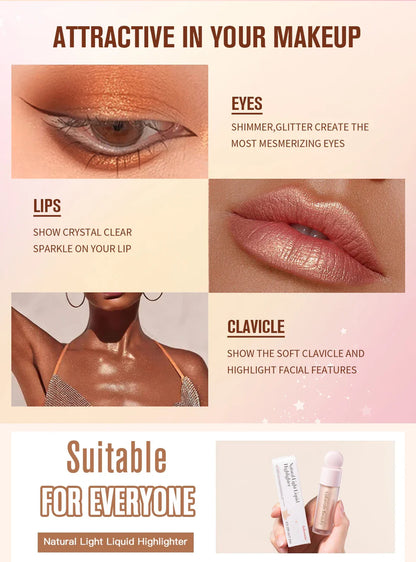 4-Color Liquid Face Highlighter — Bronzer & Contour Shimmer Makeup