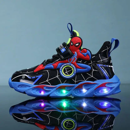 Disney Boys LED Shoes – Cartoon Sports Sneakers with Non-Slip Leather, Size 25-35, Perfect for Running