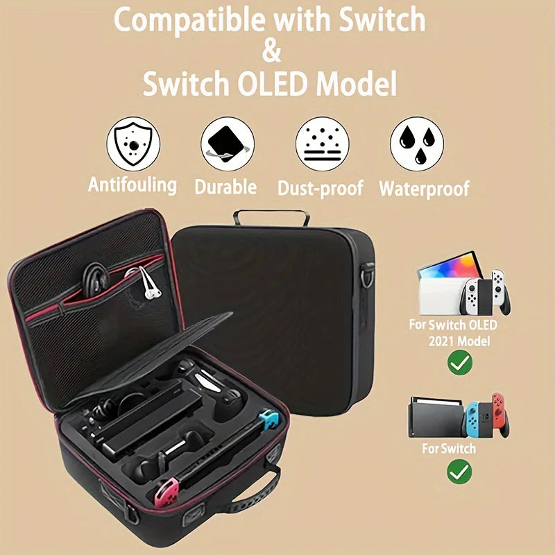Hard Shell Carrying Bag for Nintendo Switch & Accessories — Large Storage Case for Switch/OLED Console and Games