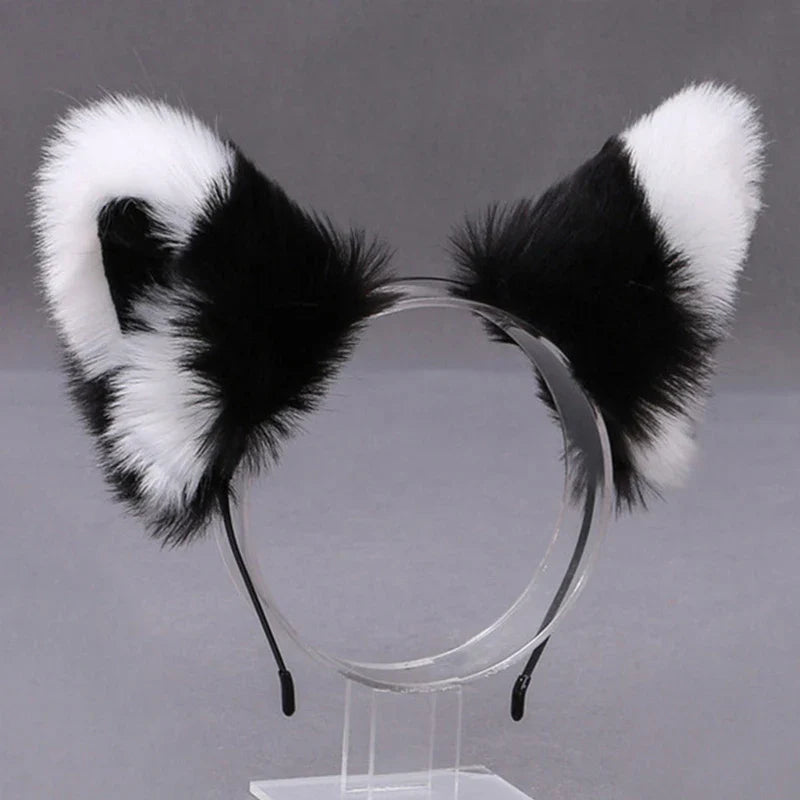 Lolita Animal Cat & Fox Ear Hair Hoops — Cosplay Faux Fur Hairband for Girls, Halloween Anime Headwear Accessory