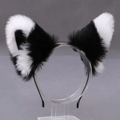 Lolita Animal Cat & Fox Ear Hair Hoops — Cosplay Faux Fur Hairband for Girls, Halloween Anime Headwear Accessory