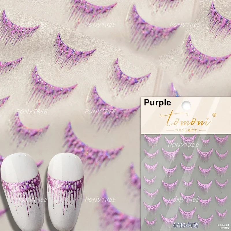 5D Gold Stamped Nail Art Stickers - Silver Sun Stars Snake Chinese Style Self-Adhesive Manicure Decals