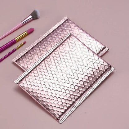 10PCS Rose Gold Metallic Bubble Mailers – Foil Padded Shipping Envelopes, Aluminized Gift Packaging Postal Bags