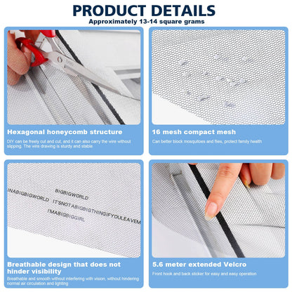 Anti-Fly Mosquito Net Window Screen Mesh - Adhesive Insect Flying Bug Net Curtains for Kitchen Windows - Home Protector