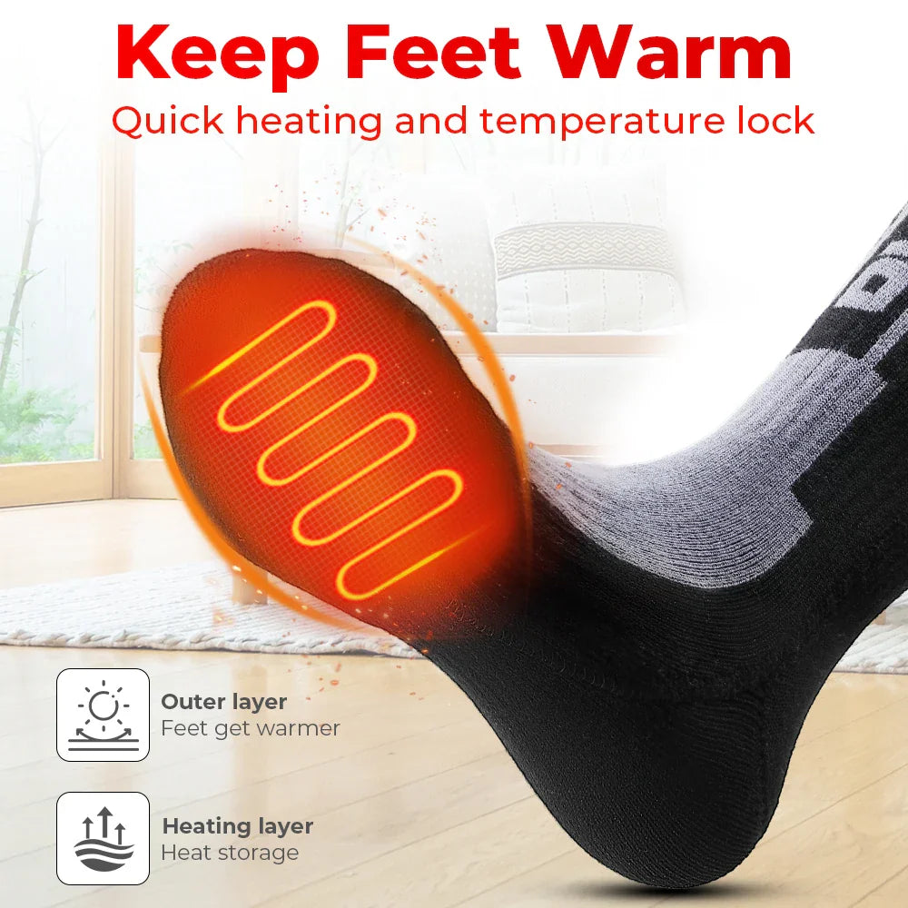 Electric Heated Socks with Remote – Rechargeable Thermal Warmers for Skiing, Snowboarding & Hiking