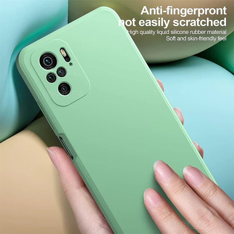 Square Liquid Silicone Phone Case for Xiaomi Redmi Note 10 Pro Max / 10S / 10T 5G Soft Shockproof Protective Cover