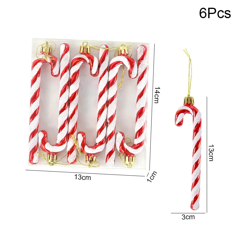 6PCS Christmas Candy Cane & Lollipop Hanging Ornaments – Festive Tree Pendants for Home Holiday Decor