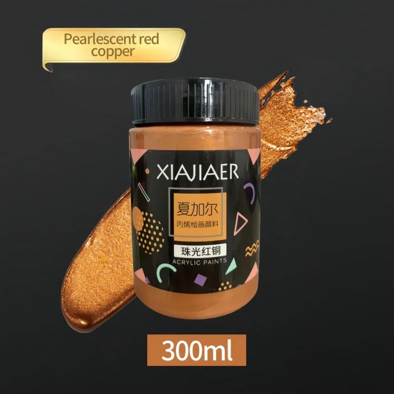 300ML/100ML Gold & Metallic Silver Acrylic Pigment – Pearlescent Bronze for Acrylic Painting, Xiajiaer Art Pigment