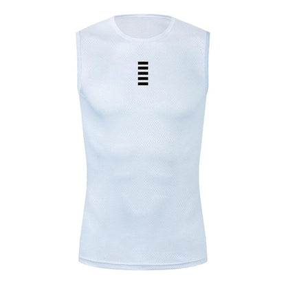 Reflective Cycling Base Layer Quick-Dry Vest – High Elasticity White Cycling Undershirt for Men Sport & Bike Jersey
