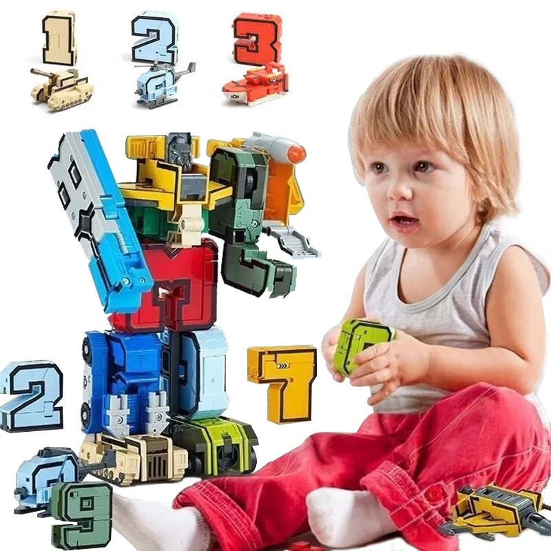 Transforming Robot Action Figure Set – Car Model Alphabet & Math Educational Deformation Toys for Kids Learning & Play