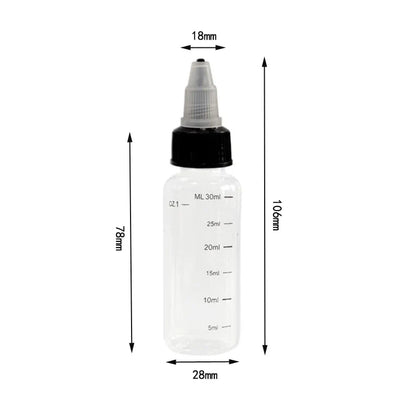 30ml-500ml Empty Hair Dye Bottles — Measured Twist Cap Refillable Squeeze Containers