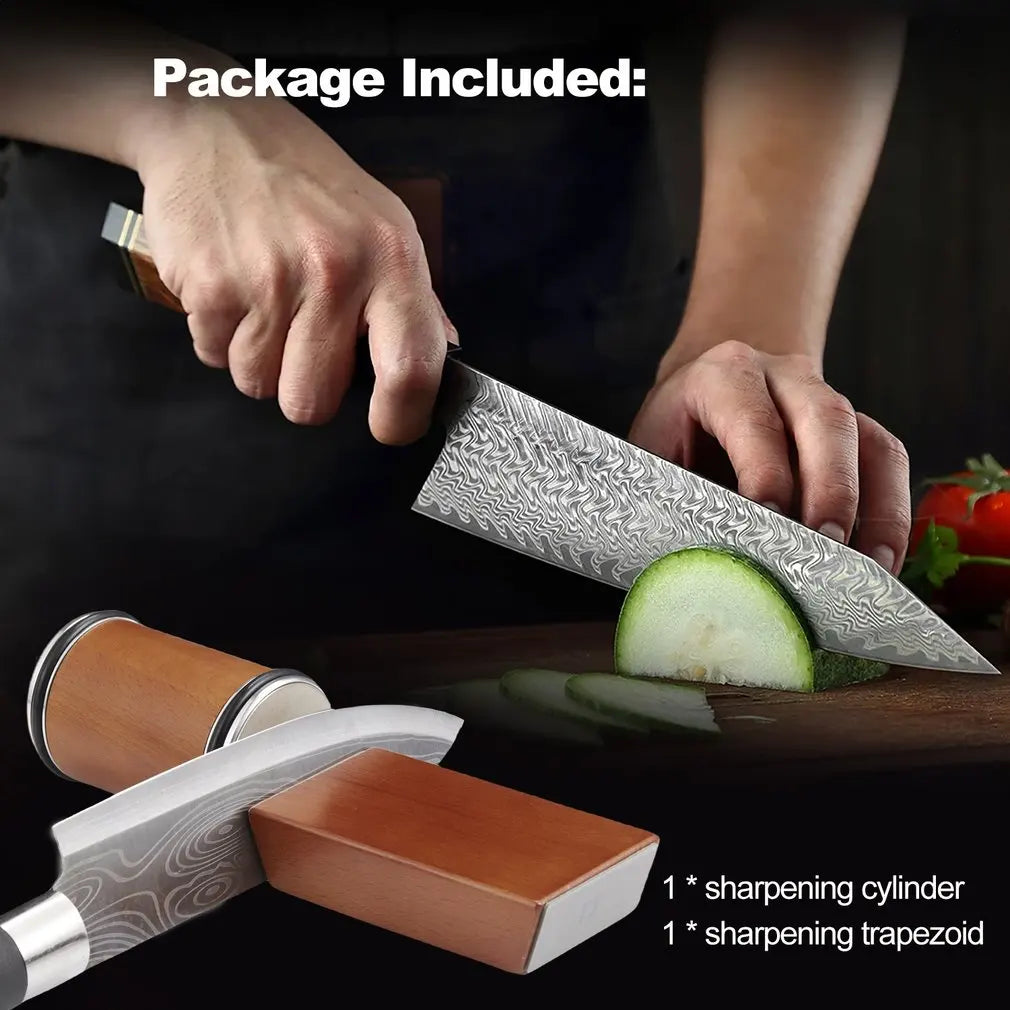 Rolling Knife Sharpener Kit - Magnetic Knife Holder, Adjustable Angle Cylinder, Ceramic Polishing Disc - Kitchen Tool Set