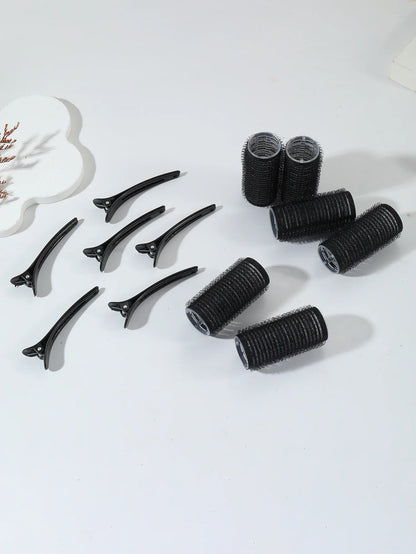 12pcs Air Bar Curling Iron Tube Set – Self-Adhesive Hair Rollers & Bangs Clips for Styling Real Hair & Wigs