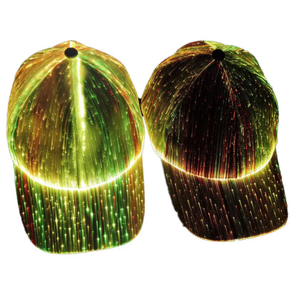 Fiber Optic LED Hat - 7 Colors Luminous Glowing Baseball Cap with USB Charging, Light-Up EDC Performance Cap